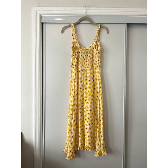 Faithfull the Brand Noemie Ruffled Floral-Print Crepe Midi Dress - M / sz 6 - Picture 4 of 6